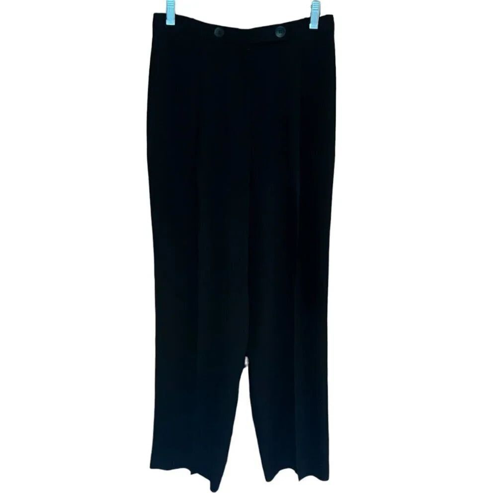 Emanual Ungaro Vintage Black Pleated Front Designer Dress Pants Size 10 P